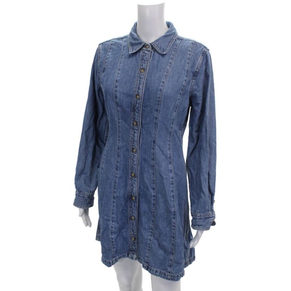 Madewell Womens Shirt Dress Blue Collared Long Sleeve Button Size 6 - Picture 2 of 5